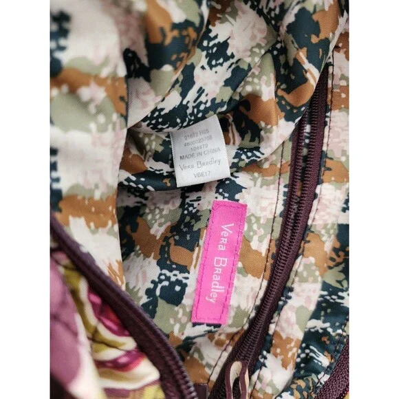 Vera Bradley Quilted Boho Crossbody Bag Green Pink Paisley Adjustable Strap - Picture 6 of 11